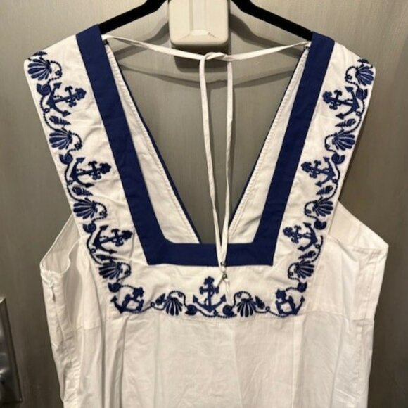 Retro Embroidered Floral Nautical / Sailor Mini Dress - Picture 9 of 16